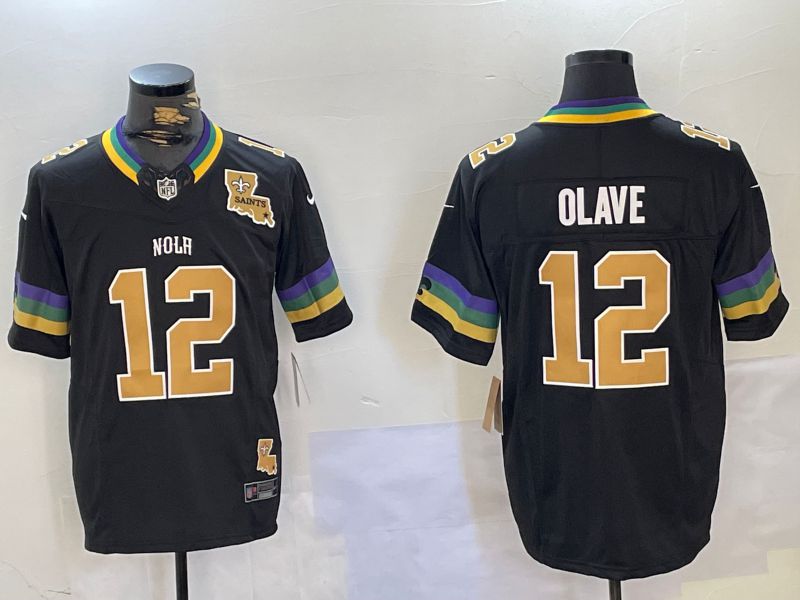 Men New Orleans Saints #12 Olave Black Three generations 2024 Nike Vapor Limited NFL Jersey style 2